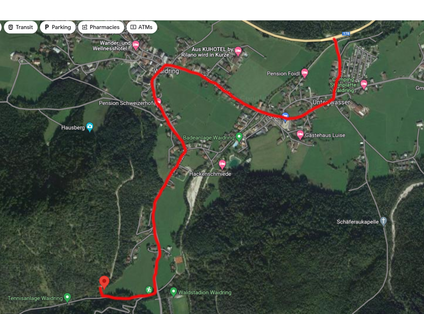 Lageplan des Trainingsplatzes in Waidring